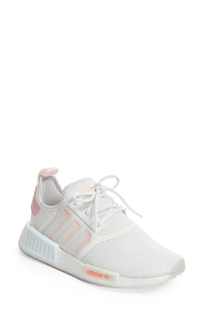 Adidas Originals Nmd R1 Sneaker In White/ White/ Acid Red