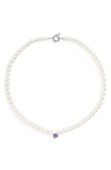 Polite Worldwide Princess Freshwater Pearl & Amethyst Necklace In Sterling Silver