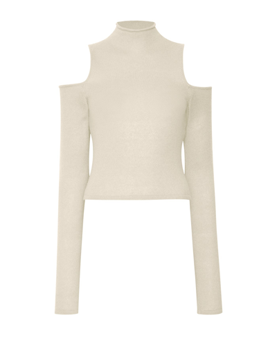 Lapointe Cashmere Silk Cutout Top In Cream