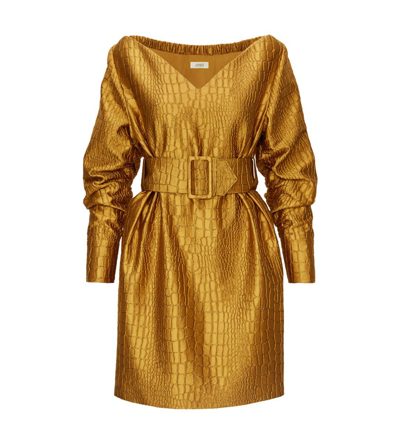 Lapointe Croc Jacquard Dress In Gold