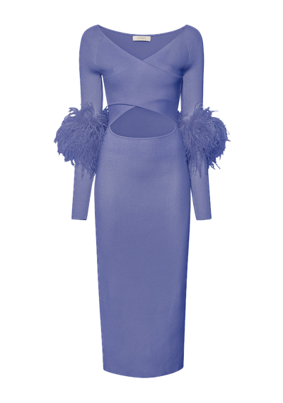 Lapointe Crossover Dress With Feathers In Lilac