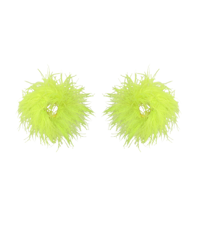Lapointe Feather Cuffs In Lime