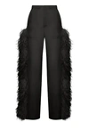 Lapointe Organza Trouser With Feathers In Black