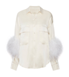 LAPOINTE SATIN BUTTON DOWN WITH FEATHERS