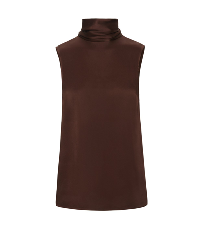 Lapointe Satin Shift Tank In Chocolate