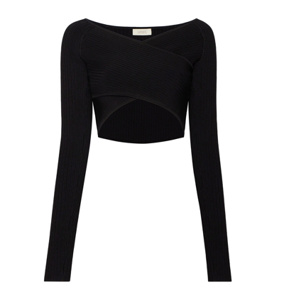 Lapointe Shiny Viscose Cropped Top In Black
