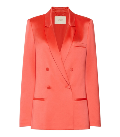 Lapointe Silk Double Breasted Blazer In Hot Coral