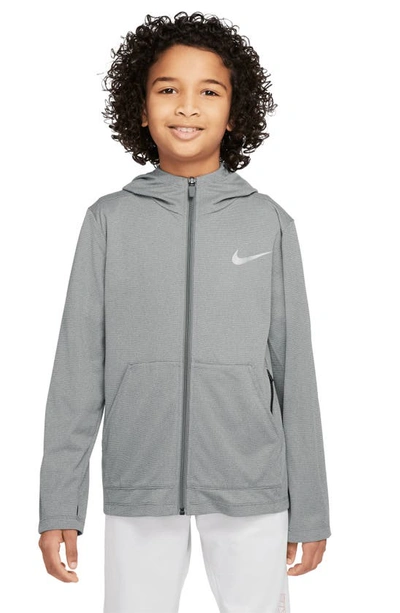 Nike Kids' Dri-fit Zip Training Hoodie In Carbon Heather