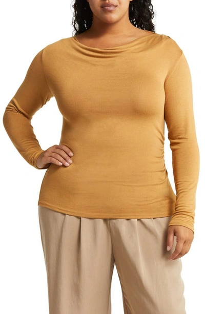 Vince Double Layer Long Sleeve Top In Honey
