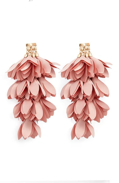 Stella & Ruby Wisteria Flower Drop Earrings In Gold/ Blush