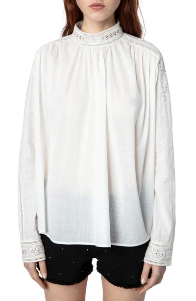 Zadig & Voltaire Teddy Embroidered Cotton Blouse In Nocolor