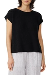 Eileen Fisher Knit Short-sleeve Crewneck Top In Black