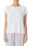 Eileen Fisher Short Sleeve Organic Cotton Sweater In White