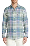 Ralph Lauren Serengeti Flap-pocket Button-front Shirt In Green Multicolor