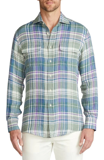 Ralph Lauren Serengeti Flap-pocket Button-front Shirt In Linen