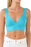 Endless Rose Tie Back Rib Bra Top In Aqua