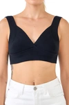 Endless Rose Tie Back Rib Bra Top In Black
