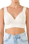 Endless Rose Tie Back Rib Bra Top In White