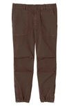 Nili Lotan Stretch Cotton Twill Crop Military Pants In Chocolate Brown
