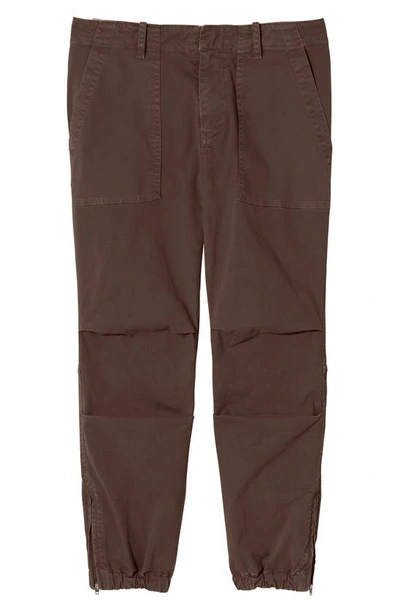 Nili Lotan Stretch Cotton Twill Crop Military Pants In Chocolate Brown
