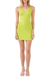 Endless Rose Ribbed Body-con Minidress In Lime