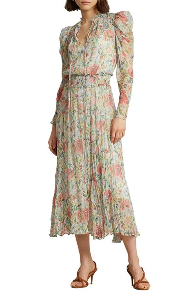 Polo Ralph Lauren Abrele Floral Long Sleeve Midi Dress In Rose Floral