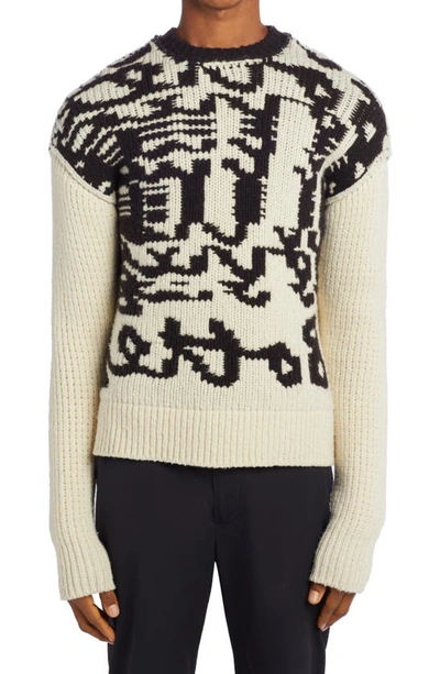 Bottega Veneta Wardrobe 04 Medium Weight Intarsia Sweater In Black&white