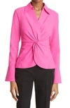 Cinq À Sept Cinq Á Sept Mckenna Knot Waist Shirt In Hot Magenta