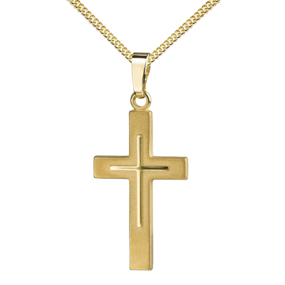 Pre-owned Jevelion Anhängerkreuz Gold-kreuz 333 Gold Kreuz In Kreuz Teilmattiert Als Kettenanhänger