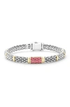 Lagos Pink Sapphire Caviar Bead Bracelet In Silver Gold Pink Sapphire