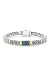 Lagos Blue Sapphire Caviar Bead Bracelet In Silver Gold Blue Sapphire