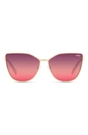 Quay 55mm In Pursuit Cat Eye Sunglasses In Gold/ Purple