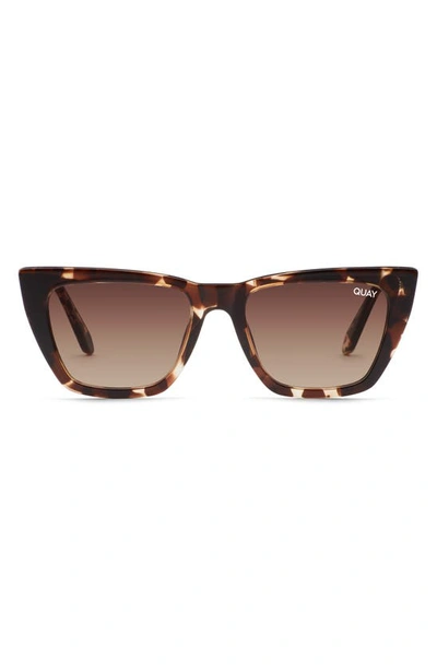Quay Call The Shots 48mm Gradient Cat Eye Sunglasses In Tortoise/ Brown