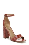 Sam Edelman Women's Yaro Almond Toe Embossed High Heel Sandals In Rose Stucc