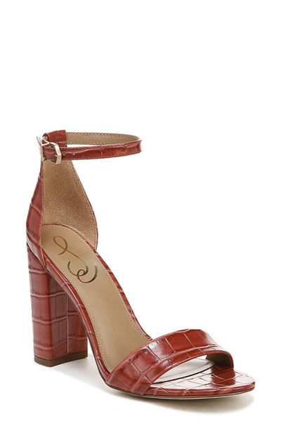 Sam Edelman Women's Yaro Almond Toe Embossed High Heel Sandals In Rose Stucco