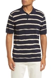 Ted Baker Cromer Cotton Painterly Stripe Polo Shirt In Navy