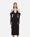 Attico Greta Wrap-effect Cutout Cotton-blend Halterneck Midi Dress In Black