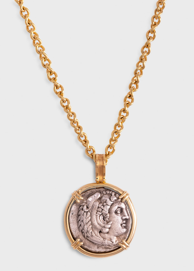 Jorge Adeler Men's 18k Yellow Gold Alexander The Great Coin Pendant