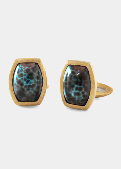 Jorge Adeler Men's 18k Yellow Gold Snakeskin Chalcedony Cufflinks