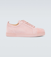 Christian Louboutin Louis Junior Spikes Cap-toe Suede Sneakers In Rosy/rosy Mat