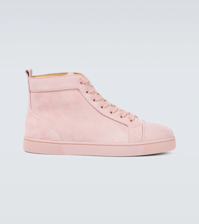 Christian Louboutin Louis Orlato Grosgrain-trimmed Suede High-top Sneakers In Pink