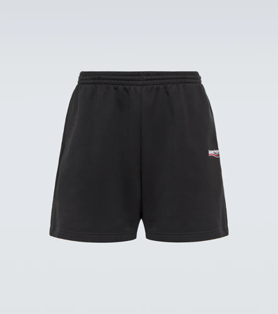 Balenciaga Printed Cotton Jersey Shorts In Black/white