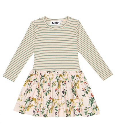 Molo Baby Carel Striped And Printed Dress In Bramble Rose
