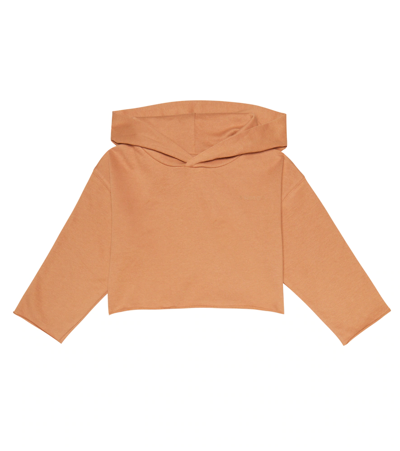 Molo Kids' Maddy Cropped Cotton Jersey Hoodie In Rose Mist