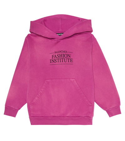 Balenciaga Kids' Girl's Fashion Institute Logo Hoodie In Fuchsia