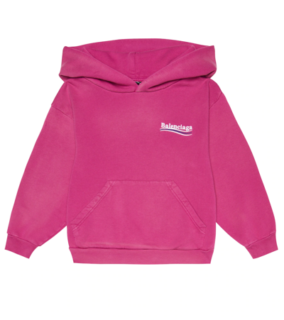Balenciaga Kids' Political Campaign Logo-print Hoodie In Pink