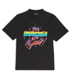 Balenciaga Black T-shirt For Kids With Multicolor Logo In Washed Black