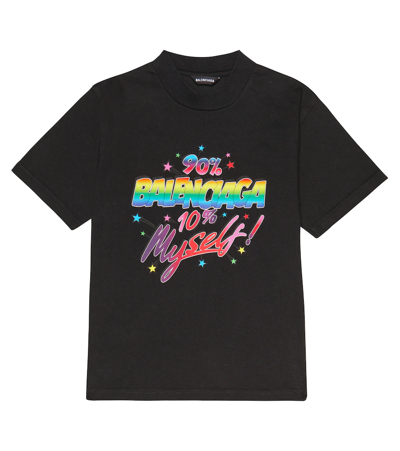 Balenciaga Black T-shirt For Kids With Multicolor Logo