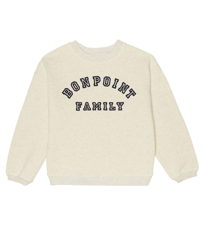 Bonpoint Kids' Logo Cotton-blend Sweatshirt In Beige Chine