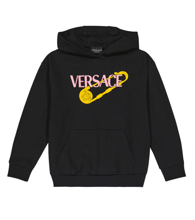 Versace Logo-print Cotton Hoodie In Black